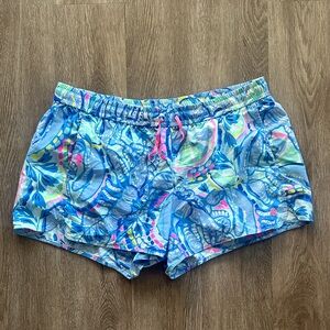 Lilly Pulitzer Blue Peri Pinch Pinch Run Around Luxletic Shorts Size XL